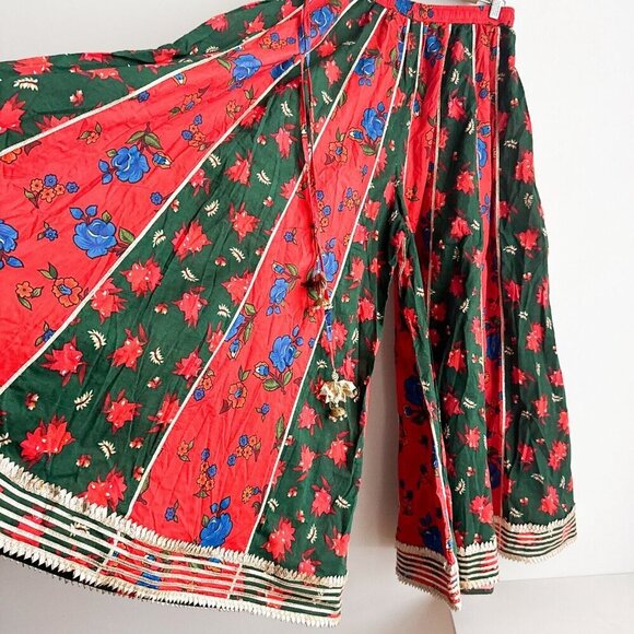 Wide Leg Multicolour Super Wide Leg Palazzo Floral Ethnic Style Pants M - Picture 8 of 12